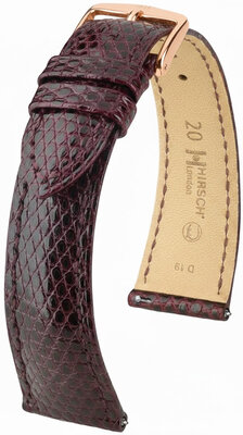 Leather strap Hirsch London 04266160-7, Red, lizard skin, Quick Release