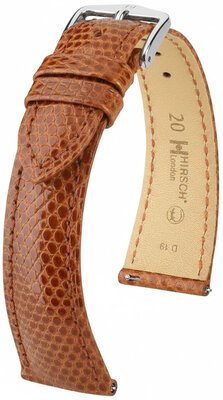 Leather strap Hirsch London 04266170-2, Brown, lizard skin, Quick Release