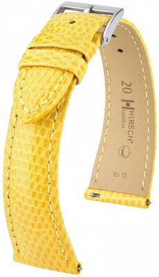 Leather strap Hirsch London 04266172-2, Yellow, lizard skin, Quick Release