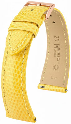 Leather strap Hirsch London 04266172-7, Yellow, lizard skin, Quick Release