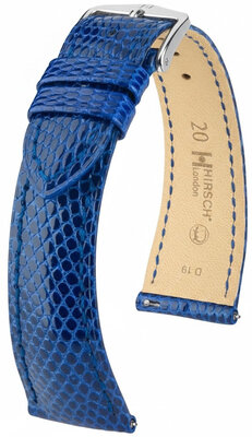 Leather strap Hirsch London 04266185-2, Blue, lizard skin, Quick Release