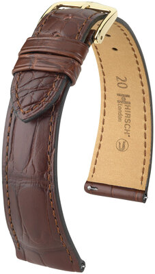 Leather strap Hirsch London L 04207019NQ-1, brown, alligator leather, length L