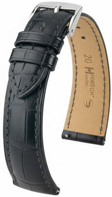 Leather strap Hirsch London L 04207059NQ-2, black, alligator leather, length L