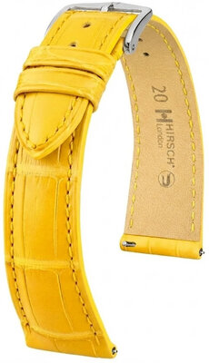 Leather strap Hirsch London L 04207072-2, yellow, alligator leather, length L, Quick Release