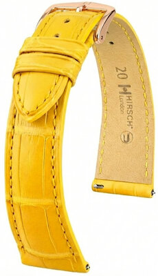 Leather strap Hirsch London L 04207072-7, yellow, alligator leather, length L, Quick Release