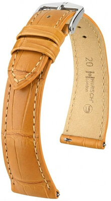 Leather strap Hirsch London L 04207075-2, brown, alligator leather, length L, Quick Release