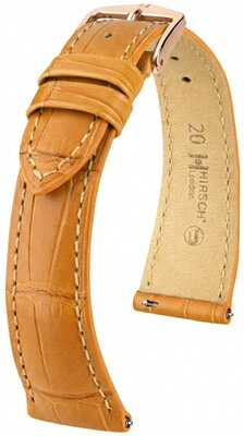 Leather strap Hirsch London L 04207075-7, brown, alligator leather, length L, Quick Release