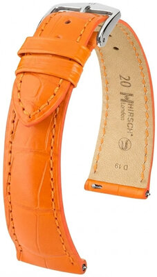 Leather strap Hirsch London L 04207076-2, orange, alligator leather, length L, Quick Release
