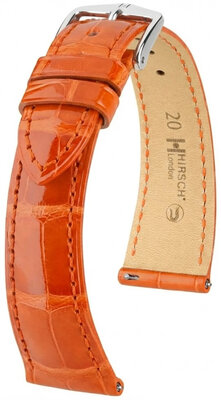 Leather strap Hirsch London L 04207077-2, orange, alligator leather, length L, Quick Release