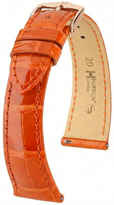 Leather strap Hirsch London L 04207077-7, orange, alligator leather, length L, Quick Release
