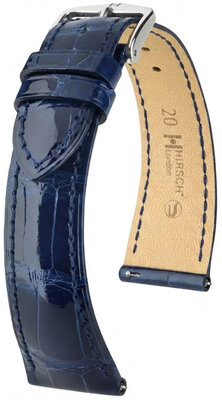 Leather strap Hirsch London L 04207080-2, blue, alligator leather, length L, Quick Release