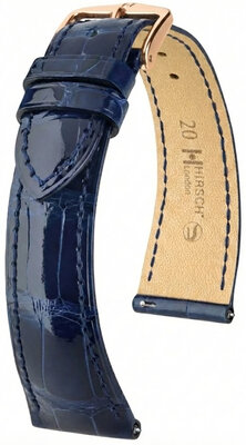 Leather strap Hirsch London L 04207080-7, blue, alligator leather, length L, Quick Release