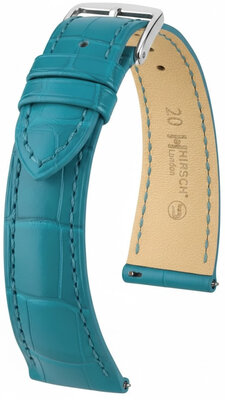 Leather strap Hirsch London L 04207083-2, blue, alligator leather, length L, Quick Release