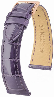 Leather strap Hirsch London L 04207084-7, purple, alligator leather, length L, Quick Release