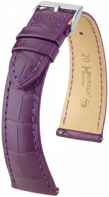 Leather strap Hirsch London L 04207086-2, purple, alligator leather, length L, Quick Release