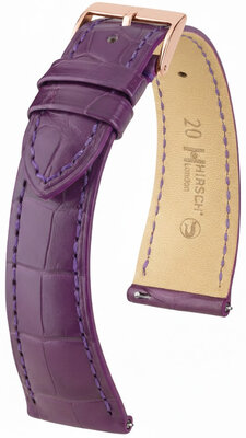 Leather strap Hirsch London L 04207086-7, purple, alligator leather, length L, Quick Release