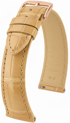 Leather strap Hirsch London L 04207090-7, beige, alligator leather, length L, Quick Release