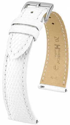 Leather strap Hirsch London L 04266000-2, white, lizard leather, length L, Quick Release