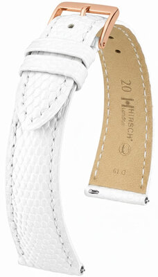 Leather strap Hirsch London L 04266000-7, white, lizard leather, length L, Quick Release