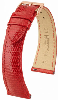 Leather strap Hirsch London L 04266020-7, red, lizard leather, length L, Quick Release