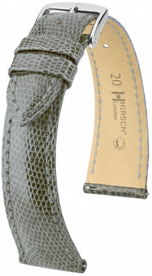 Leather strap Hirsch London L 04266030-2, grey, lizard leather, length L, Quick Release