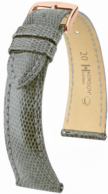 Leather strap Hirsch London L 04266030-7, grey, lizard leather, length L, Quick Release