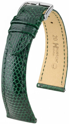 Leather strap Hirsch London L 04266040-2, green, lizard leather, length L, Quick Release