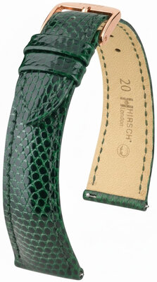 Leather strap Hirsch London L 04266040-7, green, lizard leather, length L, Quick Release