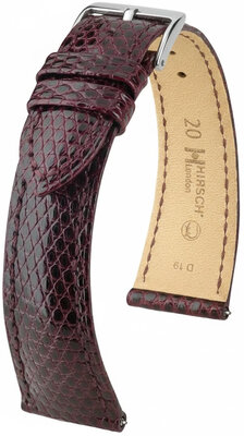 Leather strap Hirsch London L 04266060-2, red, lizard leather, length L, Quick Release