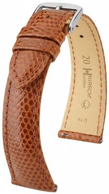 Leather strap Hirsch London L 04266070-2, brown, lizard leather, length L, Quick Release