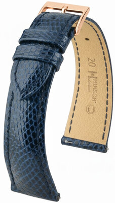 Leather strap Hirsch London L 04266080-7, blue, lizard leather, length L, Quick Release