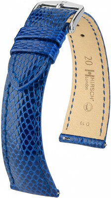 Leather strap Hirsch London L 04266085-2, blue, lizard leather, length L, Quick Release