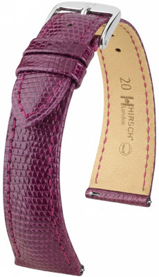 Leather strap Hirsch London L 04266087-2, purple, lizard leather, length L, Quick Release