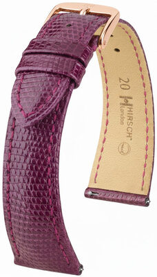 Leather strap Hirsch London L 04266087-7, purple, lizard leather, length L, Quick Release