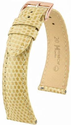 Leather strap Hirsch London L 04266090-7, beige, lizard leather, length L, Quick Release