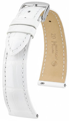 Leather strap Hirsch London L 04307000-2, white, alligator leather, length L, Quick Release