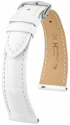Leather strap Hirsch London L 04307009-2, white, alligator leather, length L, Quick Release