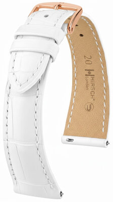 Leather strap Hirsch London L 04307009-7, white, alligator leather, length L, Quick Release
