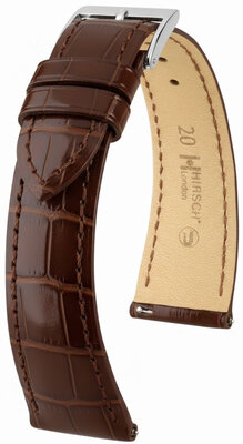 Leather strap Hirsch London L 04307010-2, brown, alligator leather, length L, Quick Release