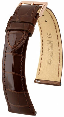 Leather strap Hirsch London L 04307010-7, brown, alligator leather, length L, Quick Release