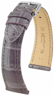 Leather strap Hirsch London L 04307012-2, purple, alligator leather, length L, Quick Release