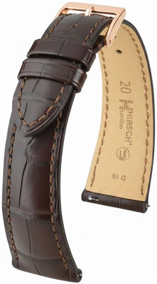 Leather strap Hirsch London L 04307017-7, brown, alligator leather, length L, Quick Release