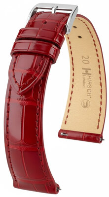 Leather strap Hirsch London L 04307020-2, red, alligator leather, length L, Quick Release