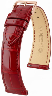 Leather strap Hirsch London L 04307020-7, red, alligator leather, length L, Quick Release