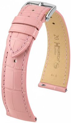Leather strap Hirsch London L 04307022-2, pink, alligator leather, length L, Quick Release