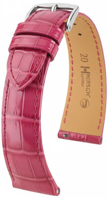 Leather strap Hirsch London L 04307024-2, pink, alligator leather, length L, Quick Release