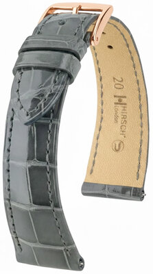 Leather strap Hirsch London L 04307030-7, grey, alligator leather, length L, Quick Release