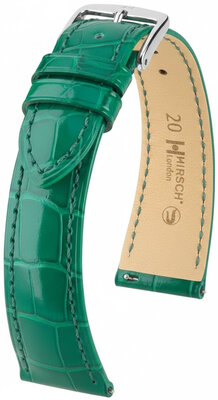 Leather strap Hirsch London L 04307040-2, green, alligator leather, length L, Quick Release