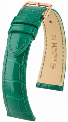 Leather strap Hirsch London L 04307040-7, green, alligator leather, length L, Quick Release