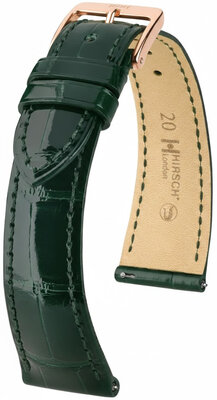 Leather strap Hirsch London L 04307041-7, green, alligator leather, length L, Quick Release
